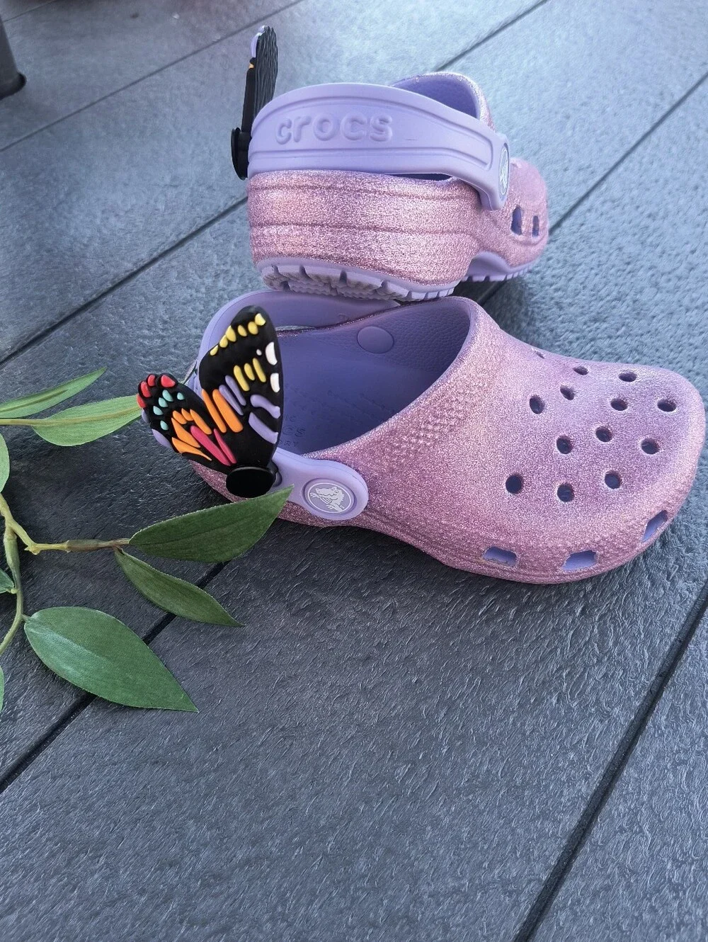RARE CROCS KIDS Classic IAM Butterfly Clog Mystic Purple Toddlers Sz 9 C